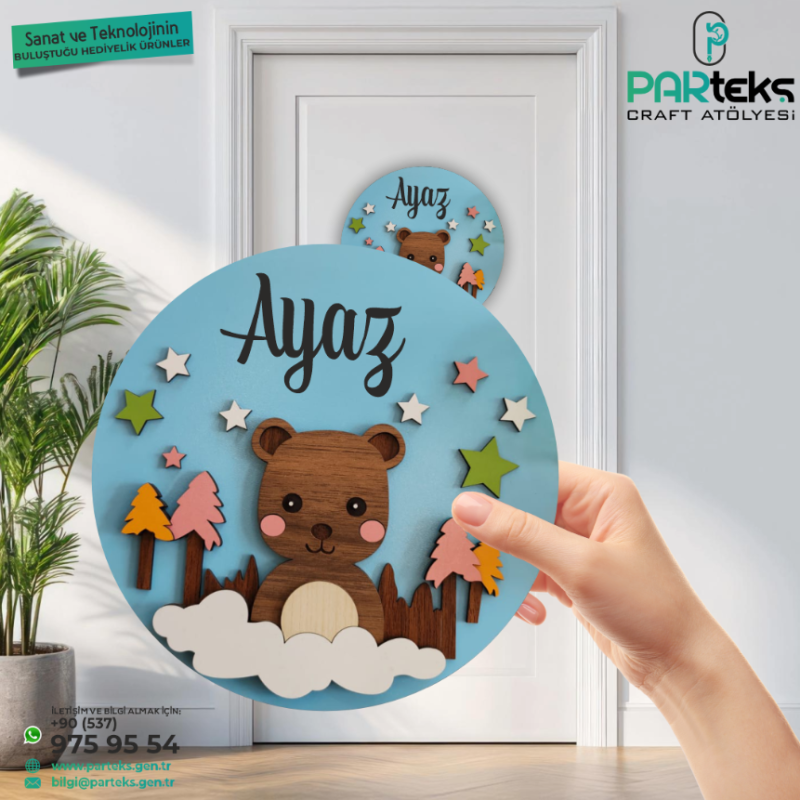 Ayıcık Temalı Kapı İsimliği
