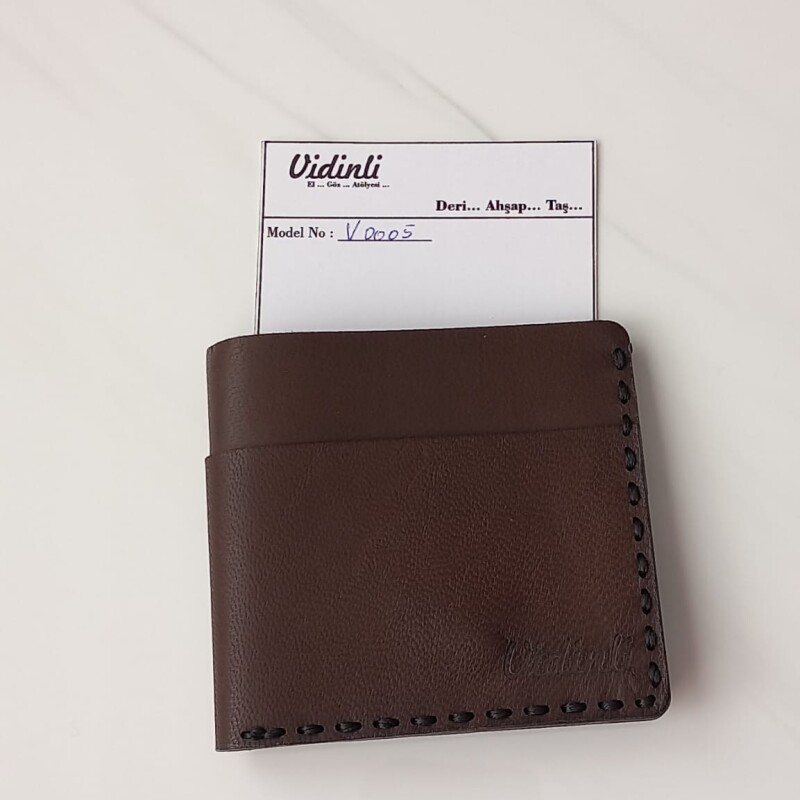 Hakiki deri el dikimi şık ve zarif deri cüzdan