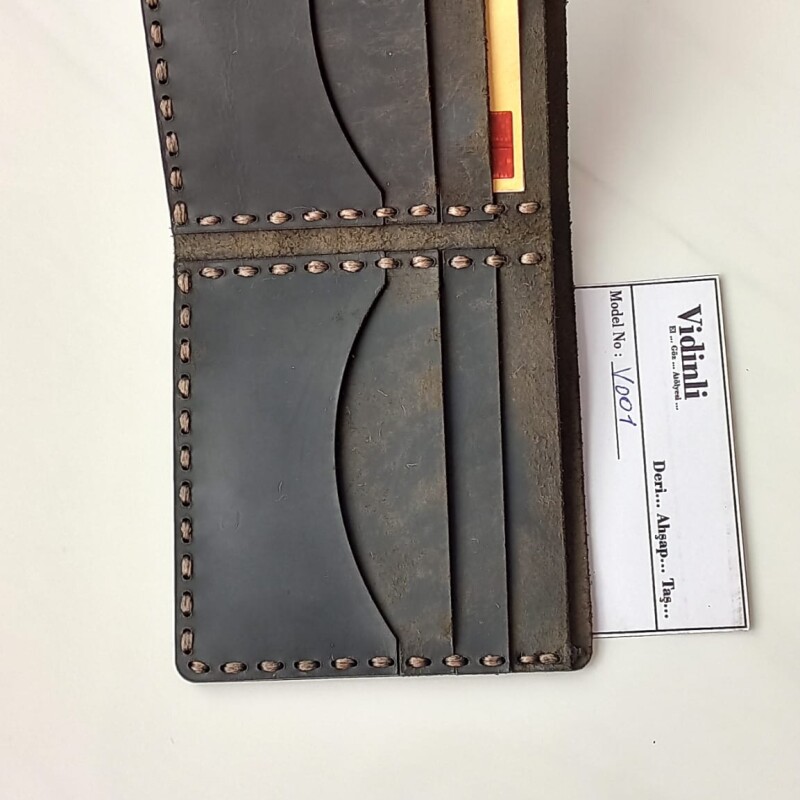 Hakiki deri el dikimi şık ve zarif deri cüzdan