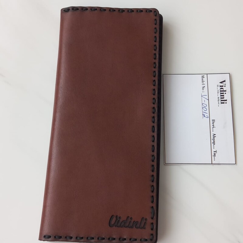 Hakiki deri el dikimi şık ve zarif deri cüzdan