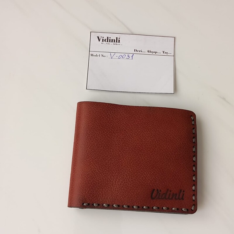 Hakiki deri el dikimi şık ve zarif deri cüzdan