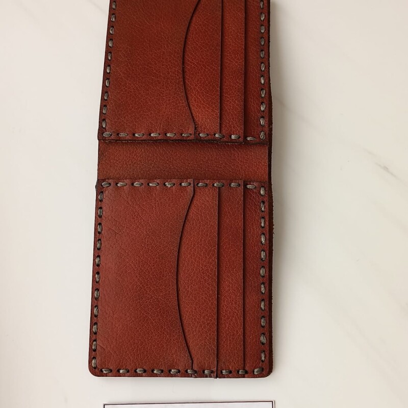 Hakiki deri el dikimi şık ve zarif deri cüzdan