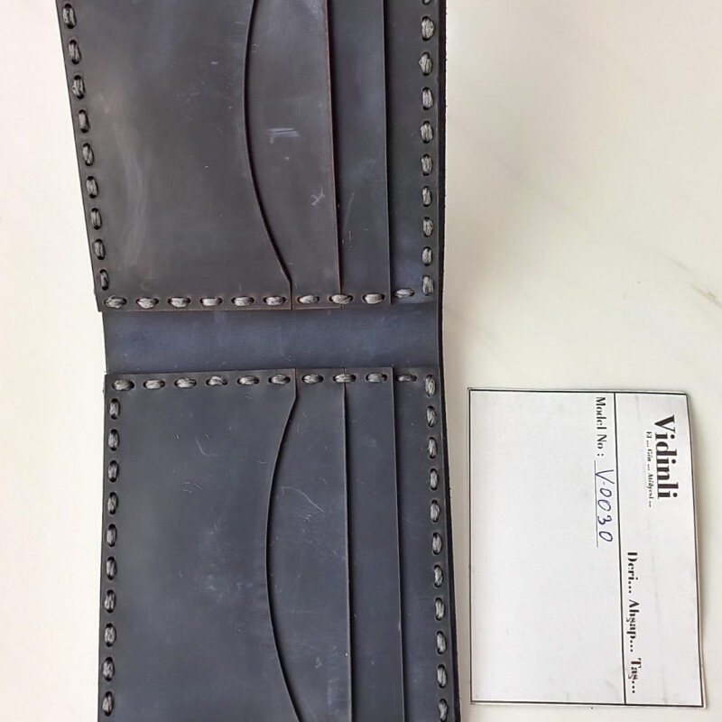 Hakiki deri el dikimi şık ve zarif deri cüzdan