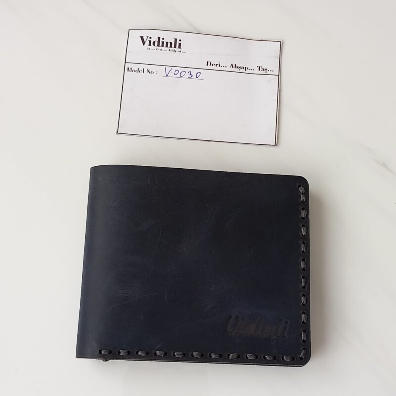 Hakiki deri el dikimi şık ve zarif deri cüzdan