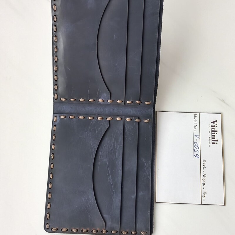 Hakiki deri el dikimi şık ve zarif deri cüzdan