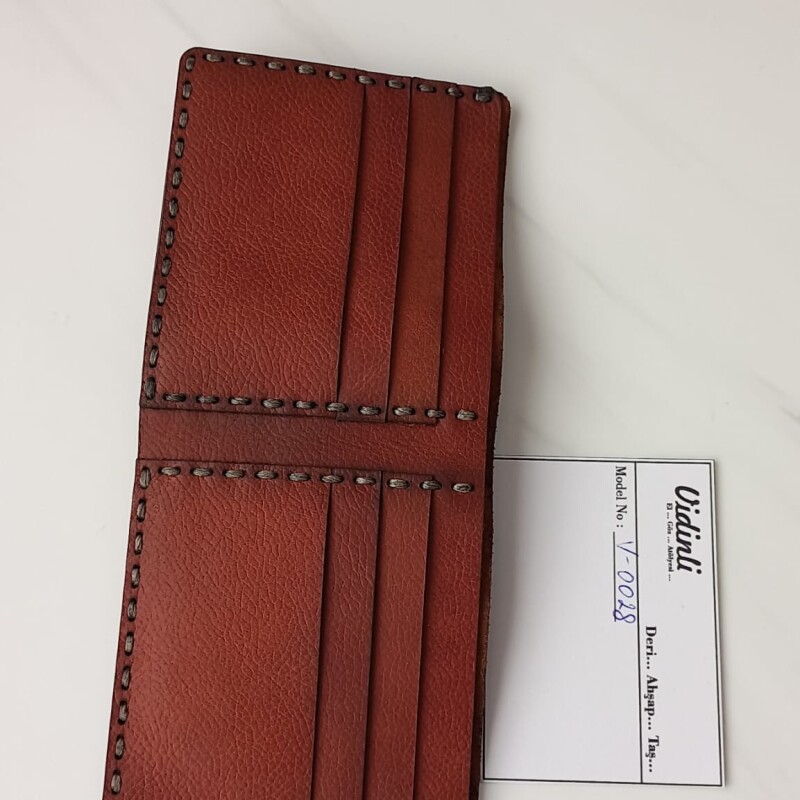 Hakiki deri el dikimi şık ve zarif deri cüzdan