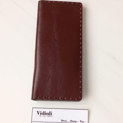 Hakiki deri el dikimi şık ve zarif deri cüzdan