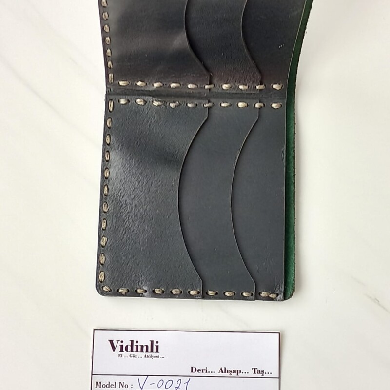 Hakiki deri el dikimi şık ve zarif deri cüzdan