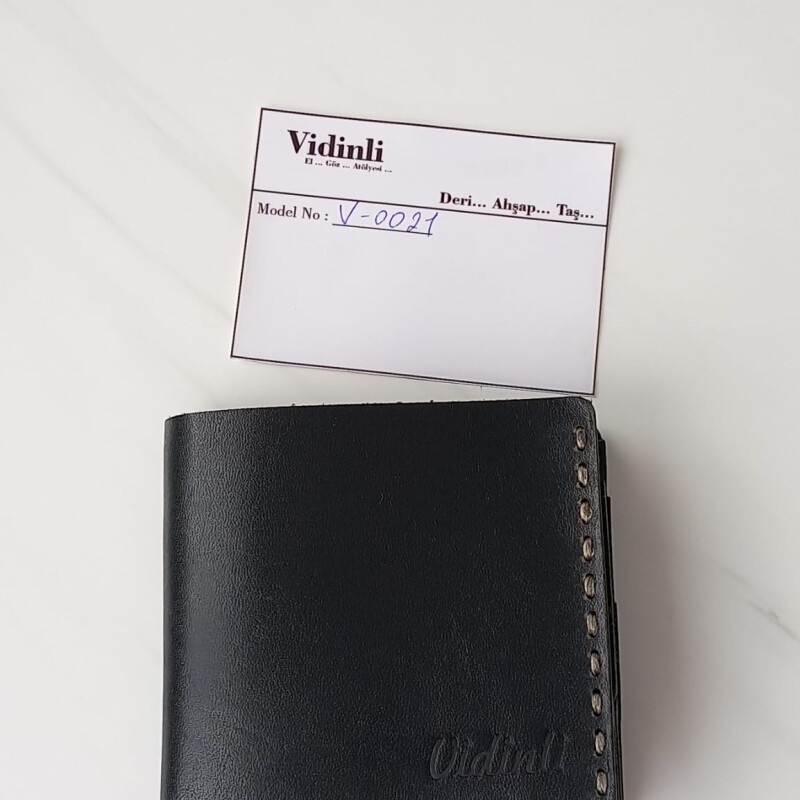 Hakiki deri el dikimi şık ve zarif deri cüzdan