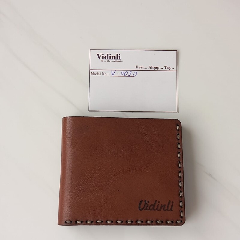 Hakiki deri el dikimi şık ve zarif deri cüzdan