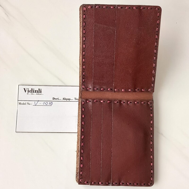 Hakiki deri el dikimi şık ve zarif deri cüzdan