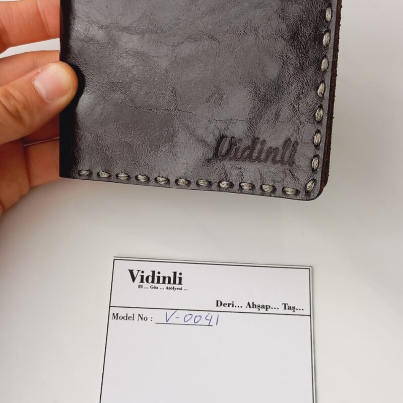 Hakiki deri el dikimi şık ve zarif deri cüzdan