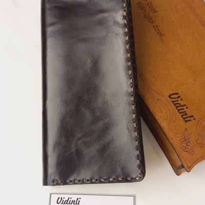 Hakiki deri el dikimi şık ve zarif deri cüzdan telefonluk 55