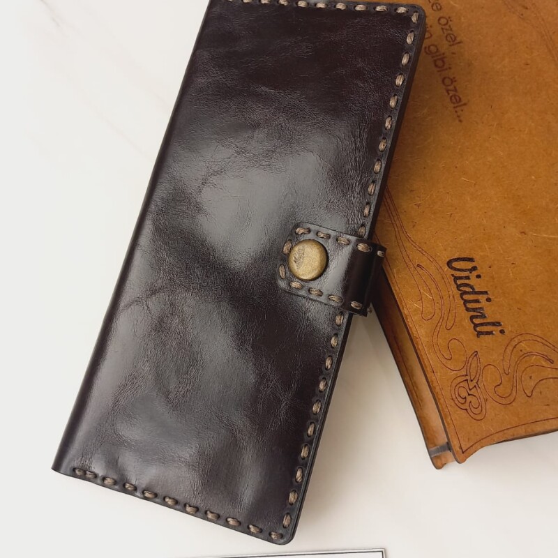 Hakiki deri el dikimi şık ve zarif deri cüzdan 53